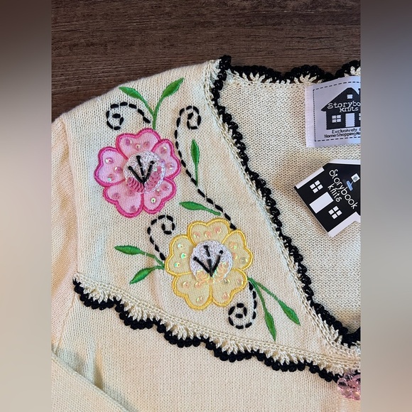 Vintage Storybook Knits Flower Sweater With‎ Beads Womens Size Small NWT B20 - Picture 6 of 9